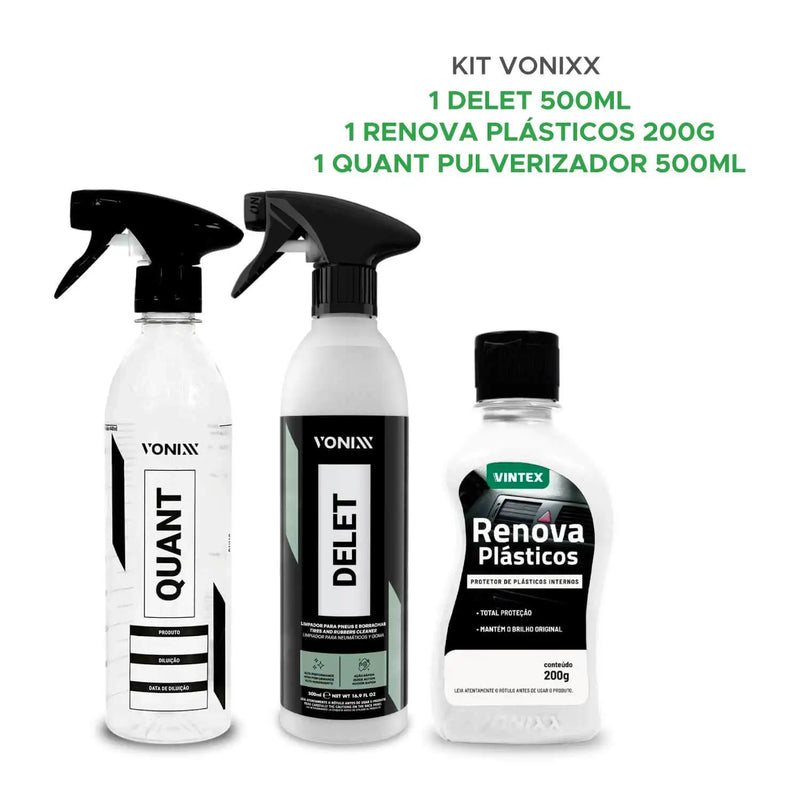 Kit Vonixx Quant Diluidor Renova Delet Plastics 500ml